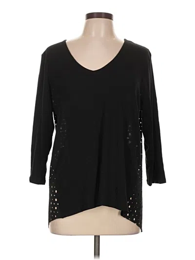 Pre-owned Chico's 3/4 Sleeve Top Black V-neck Tops