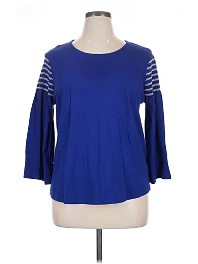 Pre-owned Chico's 3/4 Sleeve Top Blue Boatneck Tops