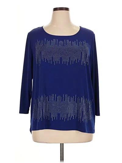 Pre-owned Chico's 3/4 Sleeve Top Blue Boatneck Tops