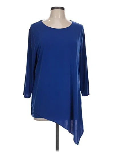 Pre-owned Chico's 3/4 Sleeve Top Blue Boatneck Tops