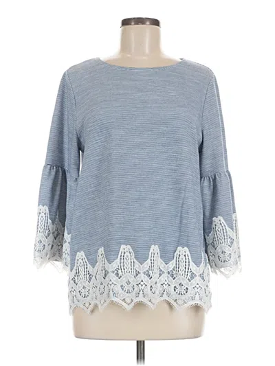 Pre-owned Chico's 3/4 Sleeve Top Blue Boatneck Tops