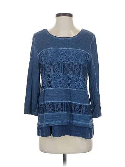 Pre-owned Chico's 3/4 Sleeve Top Blue Scoop Neck Tops
