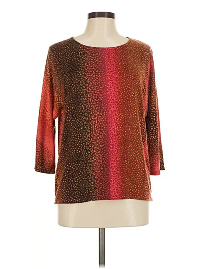 Pre-owned Chico's 3/4 Sleeve Top Brown Boatneck Tops