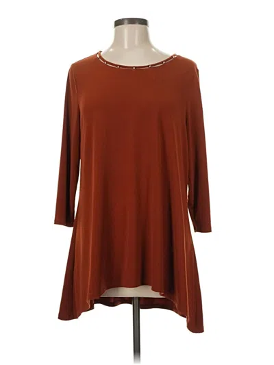 Pre-owned Chico's 3/4 Sleeve Top Brown Boatneck Tops