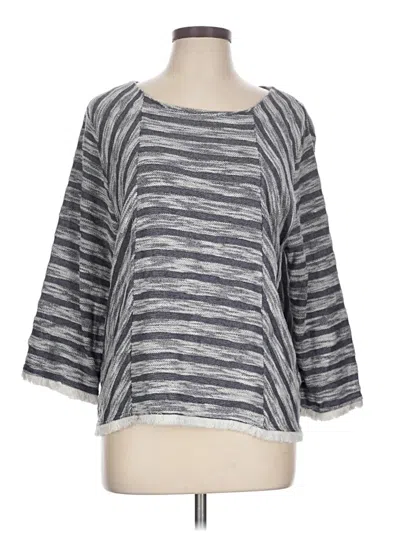 Pre-owned Chico's 3/4 Sleeve Top Gray Boatneck Tops