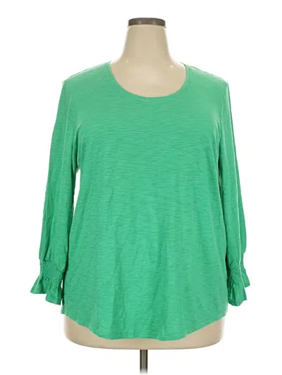 Pre-owned Chico's 3/4 Sleeve Top Green Scoop Neck Tops