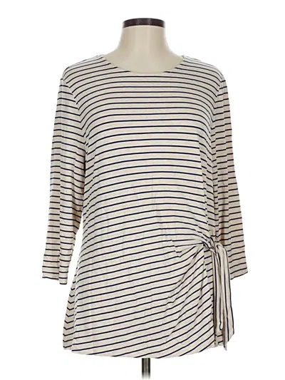 Pre-owned Chico's 3/4 Sleeve Top Ivory Boatneck Tops In White