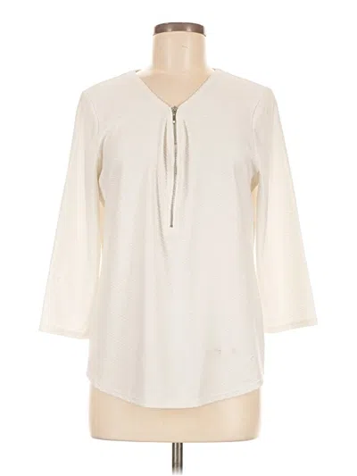 Pre-owned Chico's 3/4 Sleeve Top Ivory Keyhole Neckline Tops In White