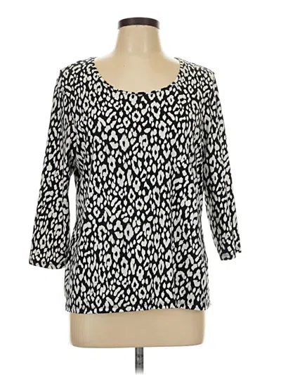 Pre-owned Chico's 3/4 Sleeve Top Ivory Scoop Neck Tops