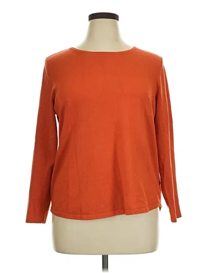 Pre-owned Chico's 3/4 Sleeve Top Orange Boatneck Tops