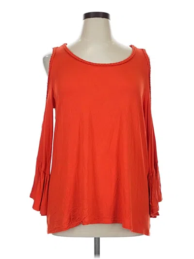 Pre-owned Chico's 3/4 Sleeve Top Orange Cold Shoulder Neckline Tops