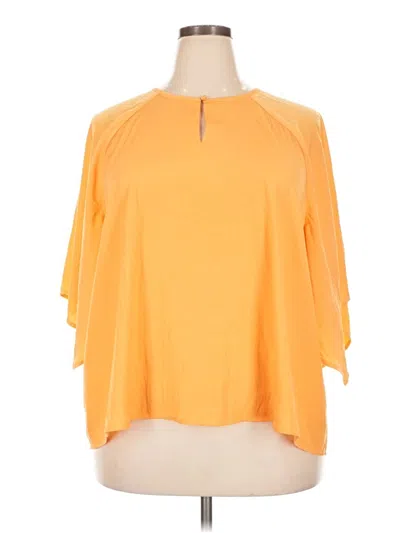 Pre-owned Chico's 3/4 Sleeve Top Orange Cold Shoulder Neckline Tops