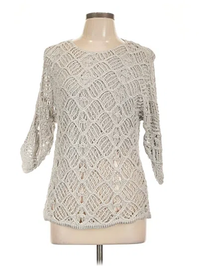 Pre-owned Chico's 3/4 Sleeve Top Silver Boatneck Tops
