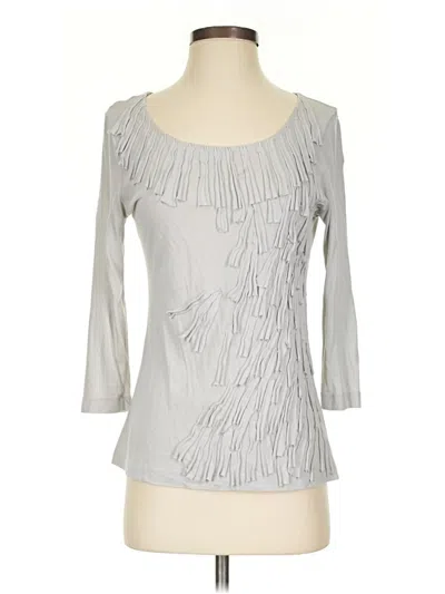 Pre-owned Chico's 3/4 Sleeve Top Silver Scoop Neck Tops