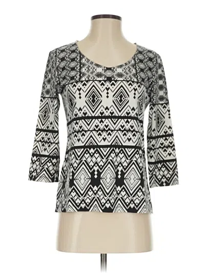 Pre-owned Chico's 3/4 Sleeve Top Silver Square Neckline Tops