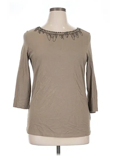 Pre-owned Chico's 3/4 Sleeve Top Tan Boatneck Tops