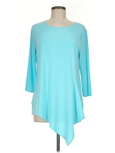 Pre-owned Chico's 3/4 Sleeve Top Teal Boatneck Tops