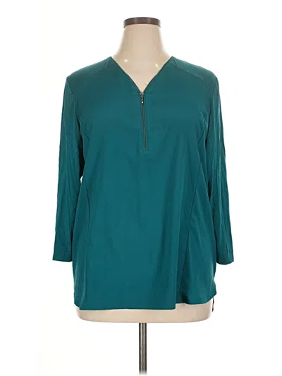 Pre-owned Chico's 3/4 Sleeve Top Teal V-neck Tops
