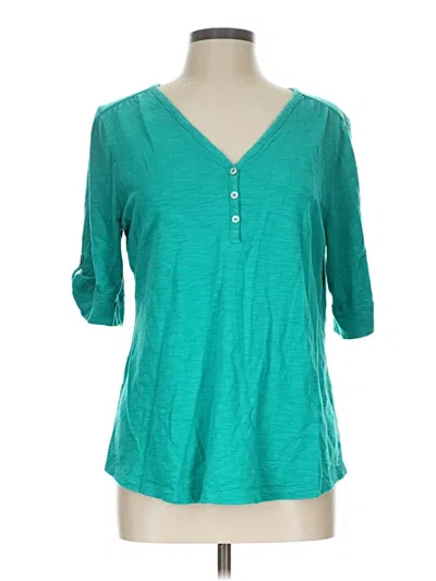 Pre-owned Chico's 3/4 Sleeve Top Teal V-neck Tops