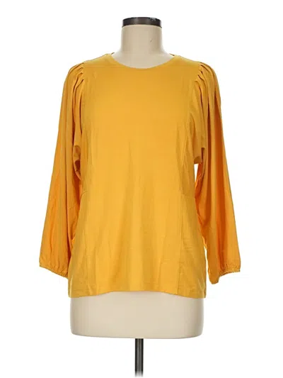 Chico's 3/4 Sleeve Top Yellow Boatneck Tops
