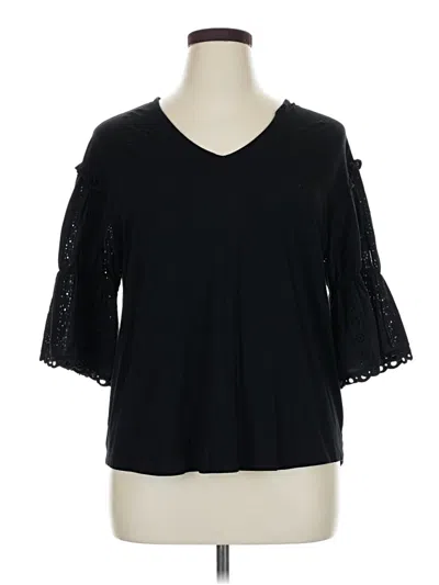 Pre-owned Chico's 3/4 Sleeve T-shirt In Black