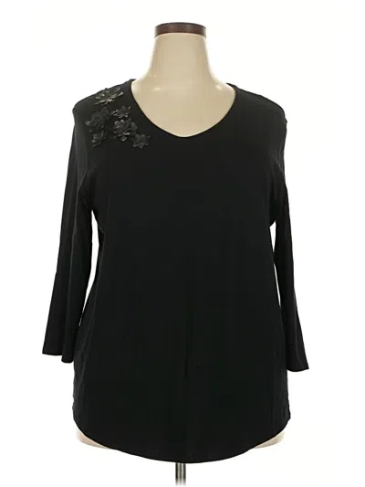 Pre-owned Chico's 3/4 Sleeve T-shirt In Black