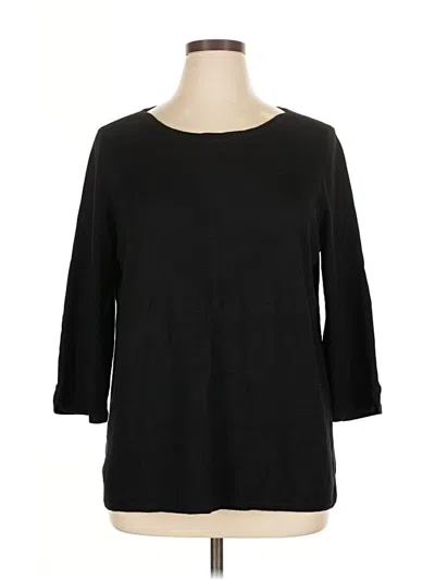 Pre-owned Chico's 3/4 Sleeve T-shirt In Black