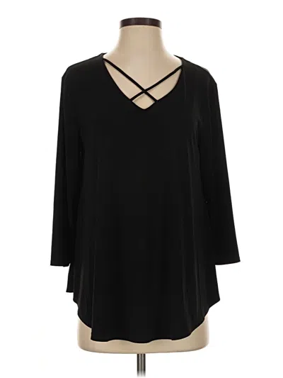 Pre-owned Chico's 3/4 Sleeve T-shirt In Black