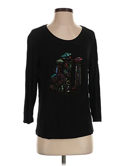 Pre-owned Chico's 3/4 Sleeve T-shirt In Black
