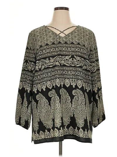 Pre-owned Chico's 3/4 Sleeve T-shirt In Black