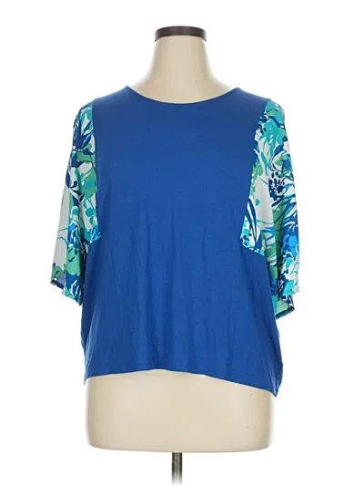 Pre-owned Chico's 3/4 Sleeve T-shirt In Blue