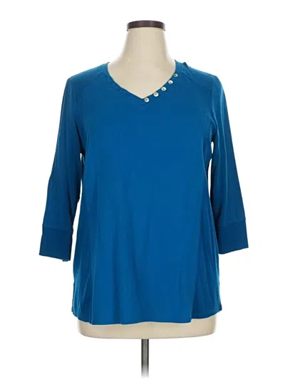 Pre-owned Chico's 3/4 Sleeve T-shirt In Blue