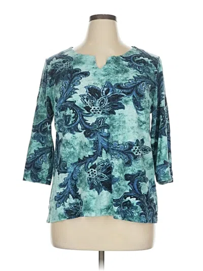 Pre-owned Chico's 3/4 Sleeve T-shirt In Blue