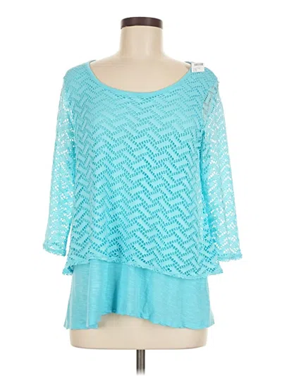 Pre-owned Chico's 3/4 Sleeve T-shirt In Blue