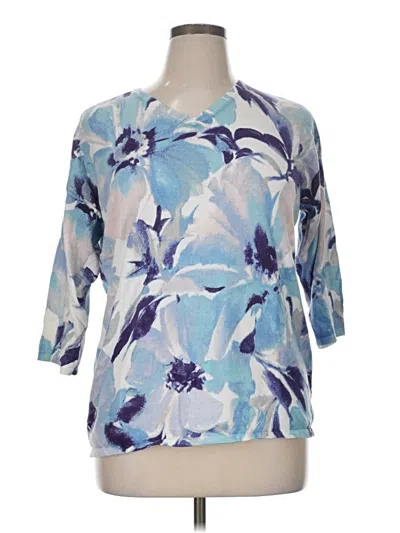 Pre-owned Chico's 3/4 Sleeve T-shirt In Blue