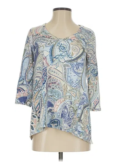 Pre-owned Chico's 3/4 Sleeve T-shirt In Blue