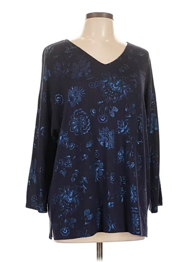 Pre-owned Chico's 3/4 Sleeve T-shirt In Blue