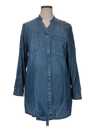 Pre-owned Chico's 3/4 Sleeve T-shirt In Blue