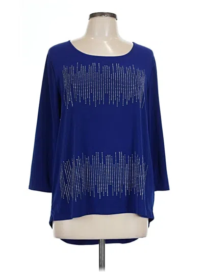 Pre-owned Chico's 3/4 Sleeve T-shirt In Blue