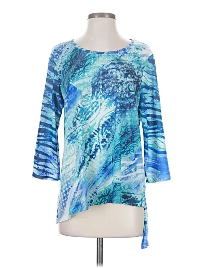 Pre-owned Chico's 3/4 Sleeve T-shirt In Blue