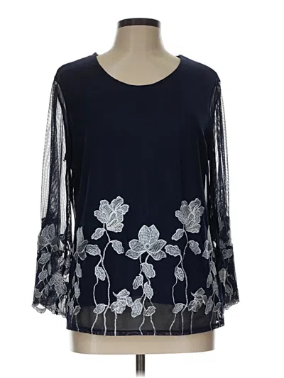 Pre-owned Chico's 3/4 Sleeve T-shirt In Blue