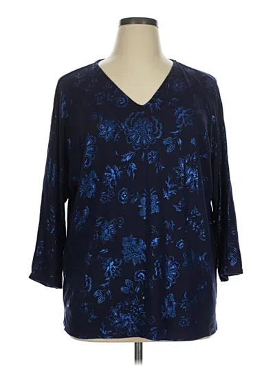 Pre-owned Chico's 3/4 Sleeve T-shirt In Blue