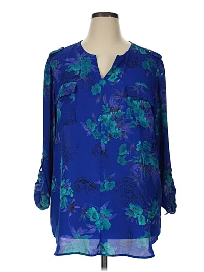Pre-owned Chico's 3/4 Sleeve T-shirt In Blue