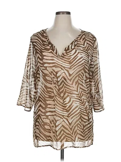 Pre-owned Chico's 3/4 Sleeve T-shirt In Brown