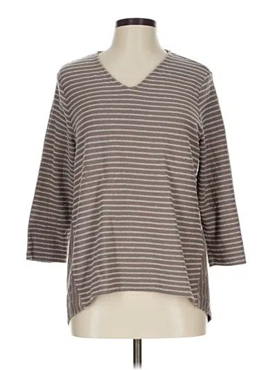 Pre-owned Chico's 3/4 Sleeve T-shirt In Brown