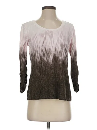 Pre-owned Chico's 3/4 Sleeve T-shirt In Brown