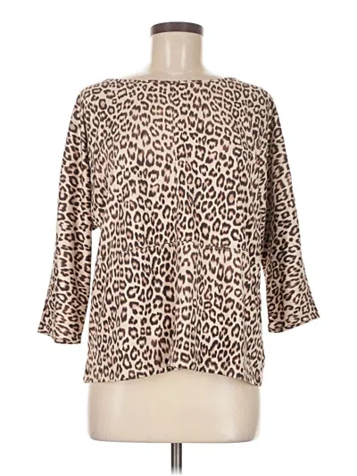 Pre-owned Chico's 3/4 Sleeve T-shirt In Brown