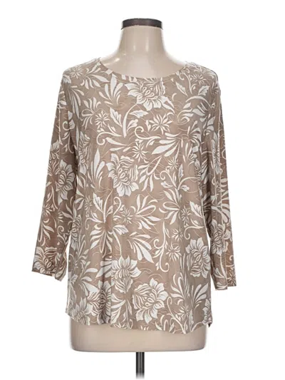 Pre-owned Chico's 3/4 Sleeve T-shirt In Brown