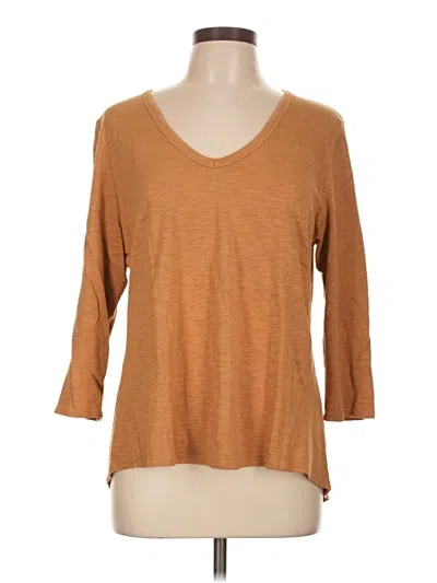 Pre-owned Chico's 3/4 Sleeve T-shirt In Brown