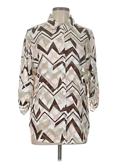 Pre-owned Chico's 3/4 Sleeve T-shirt In Brown